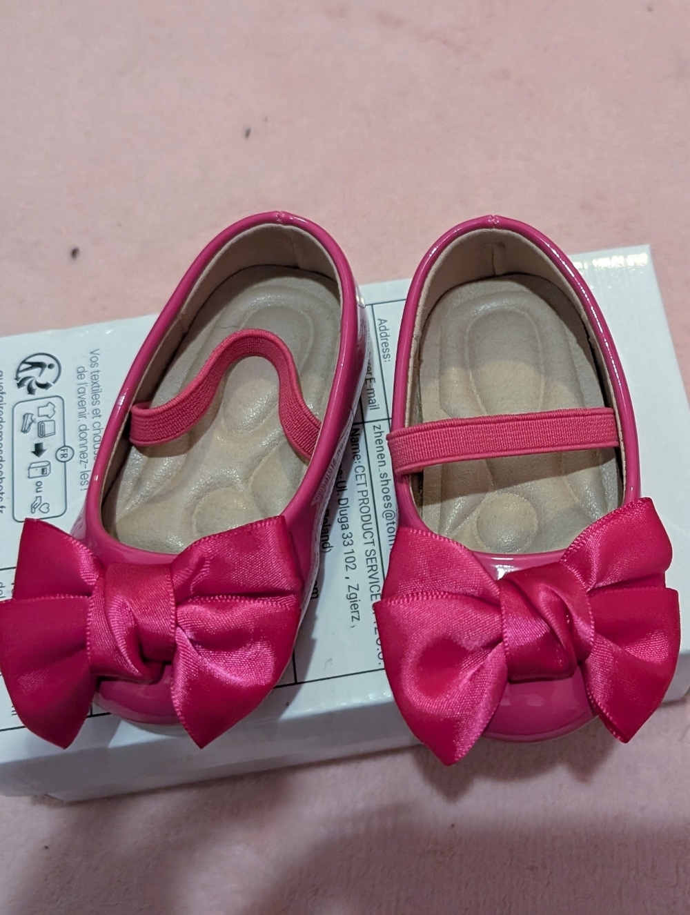 SHEIN Bright Pink Bow Mary Jane Flats for Kids